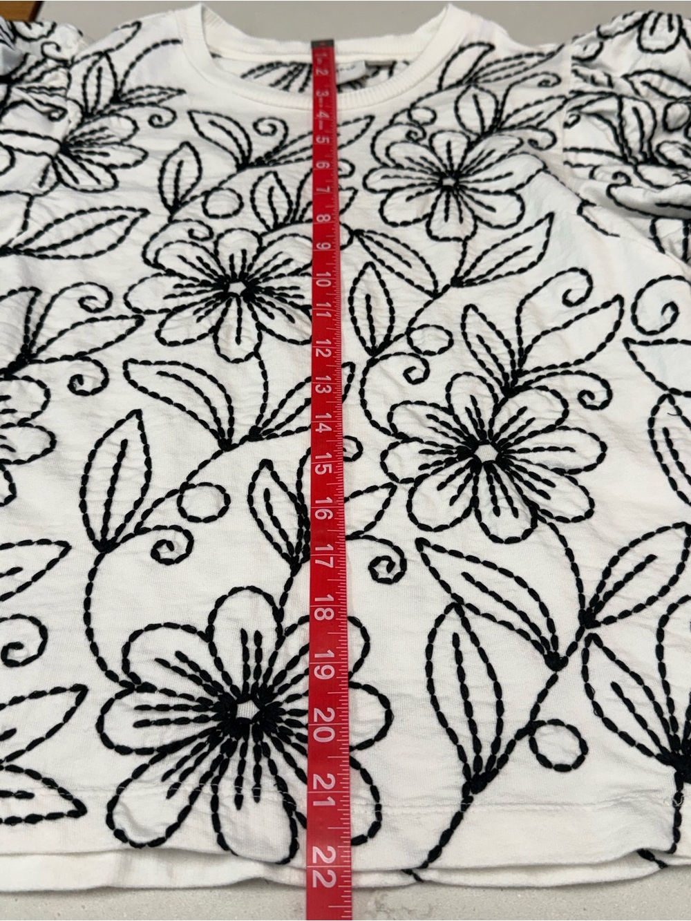 Maeve White Top with Black Floral Embroidery - Picture 9 of 9